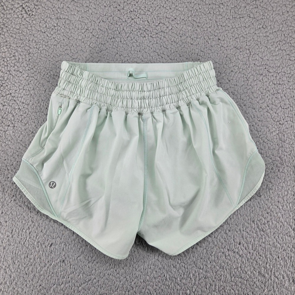 Lululemon Hotty Hot High Rise Lined Shorts 2.5 Womens 4 Mint Green Elastic Waist